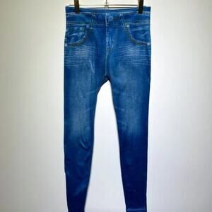 GENIE WOMENS FAUX BLUE SPANDEX LEGGINGS